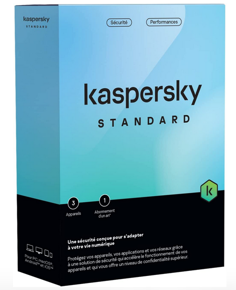 Kaspersky Standard (équivalent à Anti-Virus) - 3 Postes / 1 an